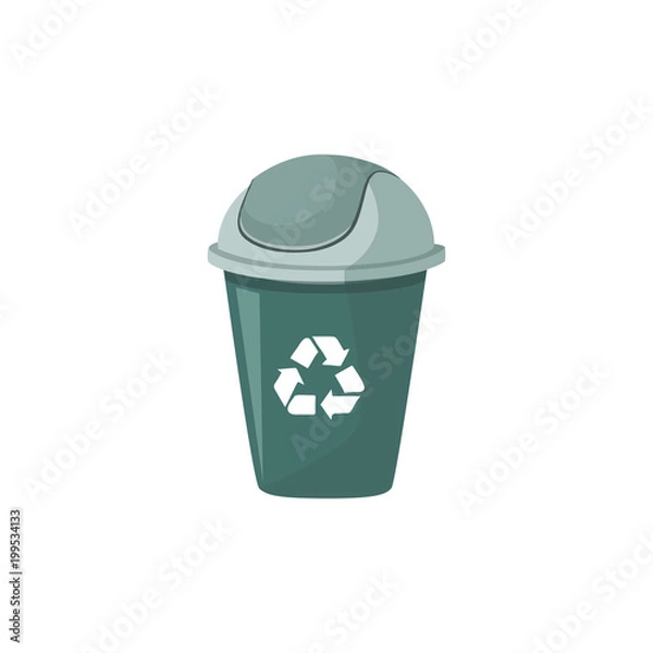 Fototapeta Trash bin vector illustration isolated on white background.