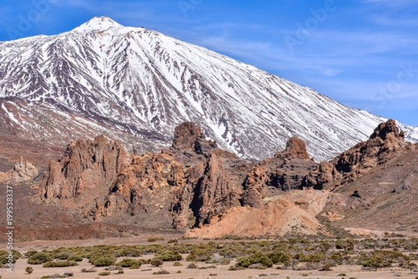 Fototapeta Snow covered mount teide