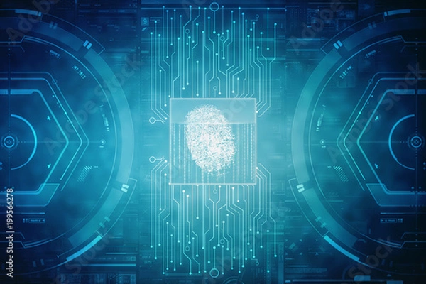 Fototapeta Fingerprint Scanning Technology Concept 2d Illustration