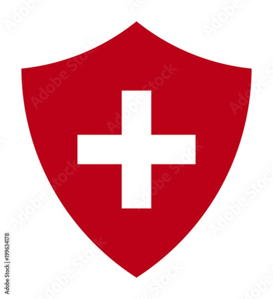 Fototapeta Red Immune System (Cross In A Shield) Icon