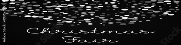 Fototapeta Christmas Fair greeting card. Falling white dots background. Falling white dots on black background. Resplendent vector illustration.