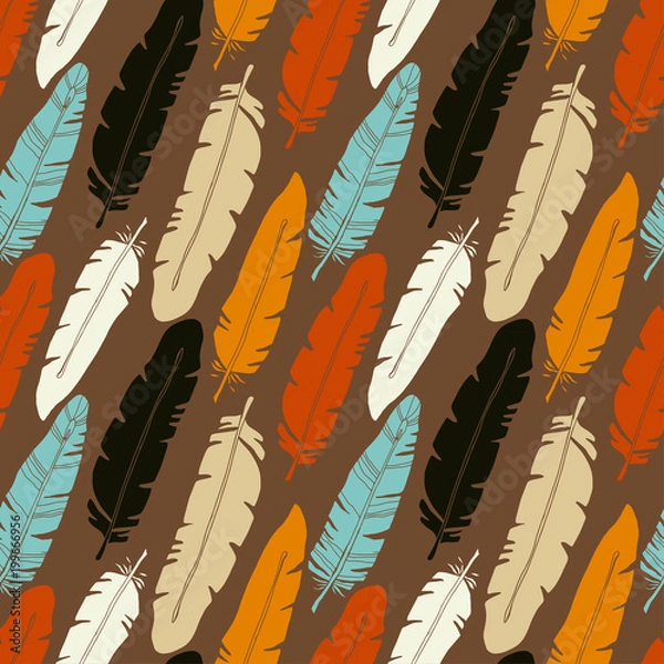 Obraz Birds feathers rainbow seamless pattern