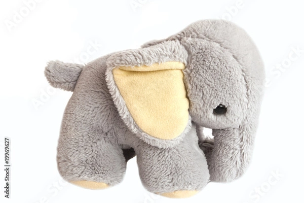 Fototapeta grey elephant on white, plush toy