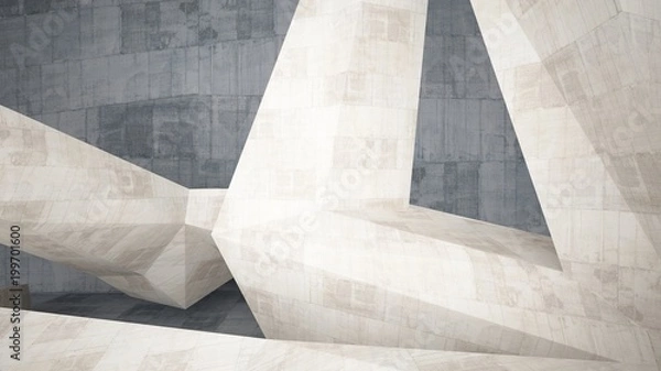 Obraz Abstract white and concrete interior. 3D illustration and rendering.