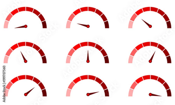 Fototapeta Speedometer or rating meter signs infographic gauge element. Vector graphic illustration.