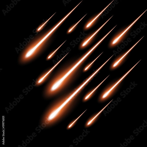 Obraz Meteor rain background, orange color