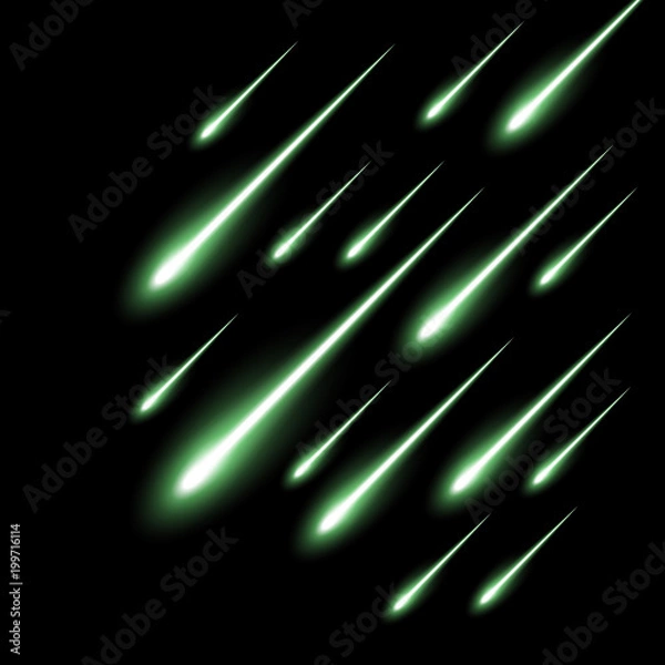 Fototapeta Meteor rain background, green color