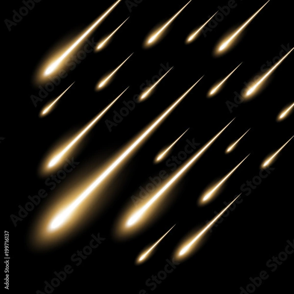Fototapeta Meteor rain background, golden color