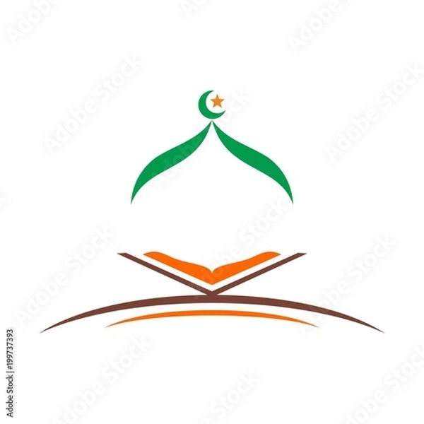 Obraz mosque logo design with book
