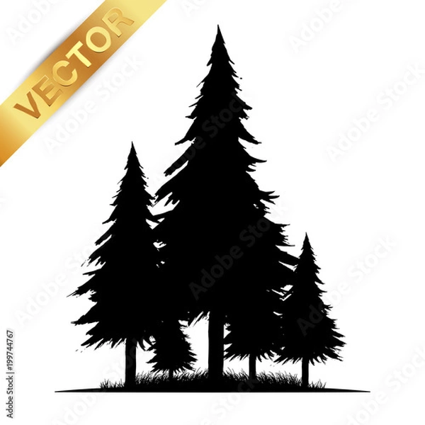 Obraz tree silhouette isolated on white background.
