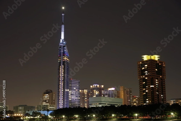 Fototapeta 福岡市西区の夜景都市風景