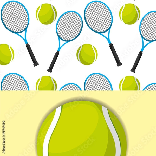 Fototapeta tennis racket and ball sport competition pattern vector illustration