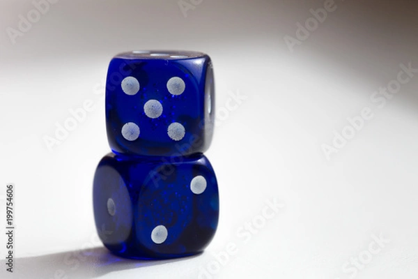 Obraz Blue gambling dice on table