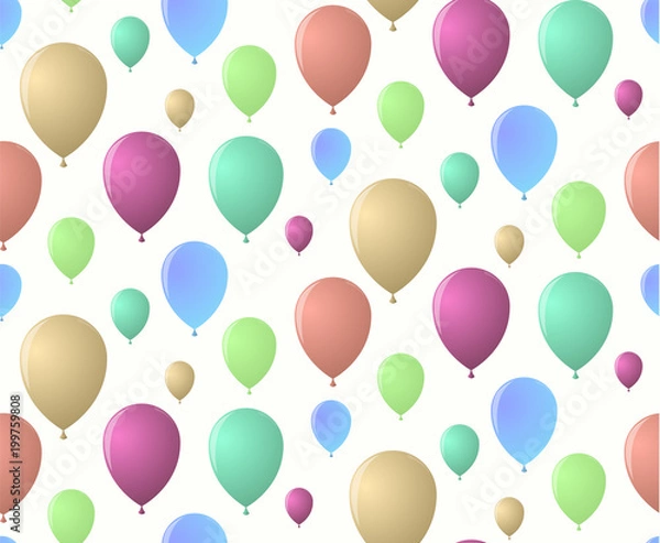 Obraz Rainbow holiday pattern of merry balloons flying skyward