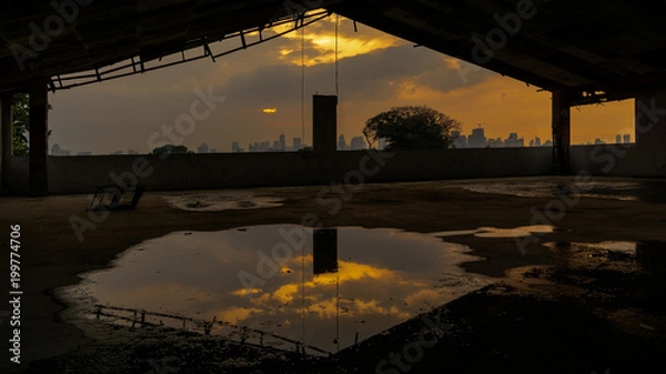 Obraz Reflection ofa sunset on a pond