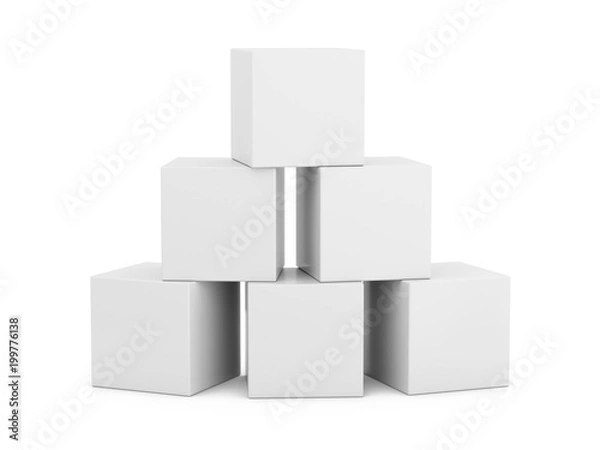 Obraz 3D Rendering White Boxes on white background