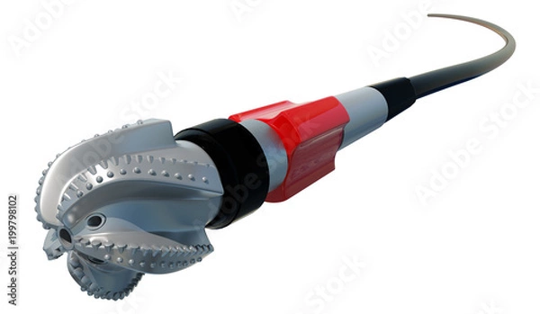 Obraz 3d illustration Roller bit. Perspective in perspective. 3d modeling, 3d rendering. On a white background. Isolated
