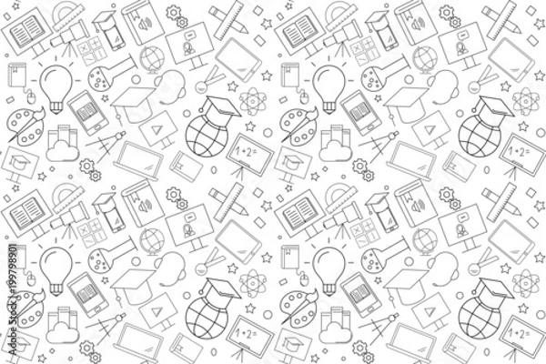 Fototapeta Vector e-learning pattern. E-learning seamless background