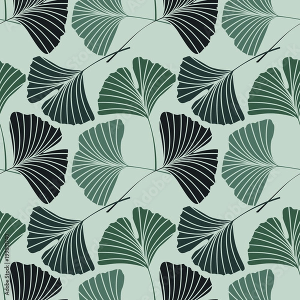 Obraz Vector Illustration ginkgo biloba leaves. Seamless pattern with leaves.