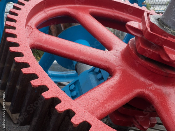 Fototapeta Blue red gears