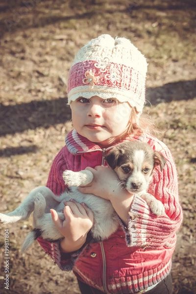 Obraz child and puppy