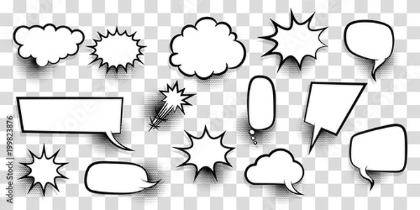 Fototapeta Big set empty speech bubble comic text