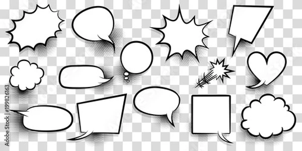 Obraz Big set empty speech bubble comic text