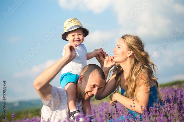 Obraz Young family in a lavender field