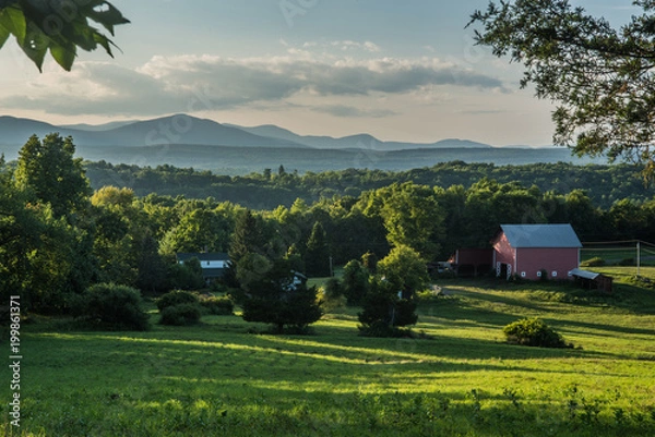 Fototapeta Barn in valley