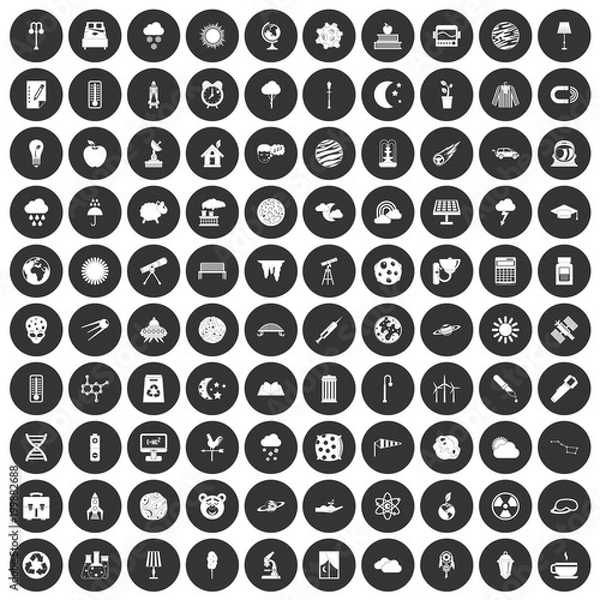 Obraz 100 moon icons set black circle