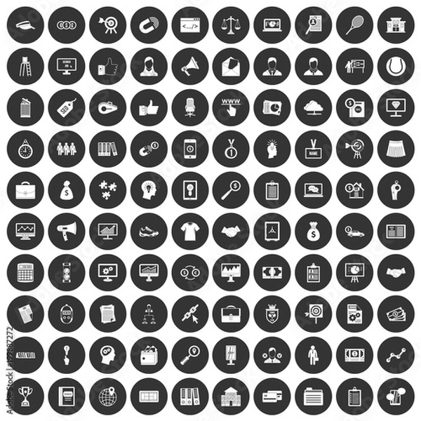 Fototapeta 100 partnership icons set black circle