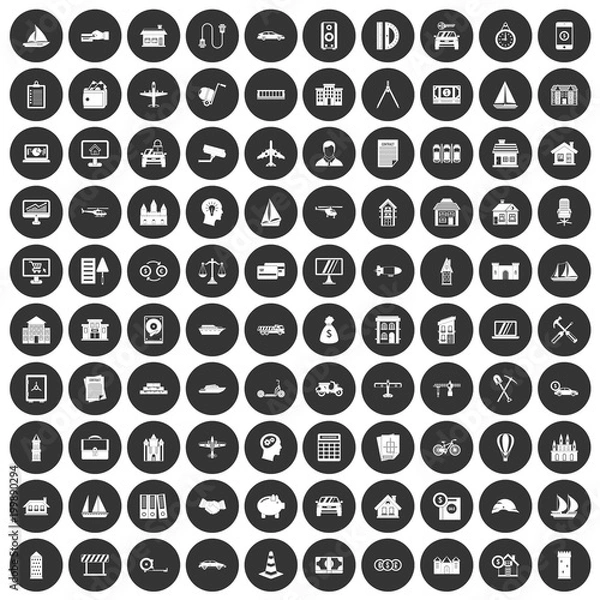 Fototapeta 100 private property icons set black circle