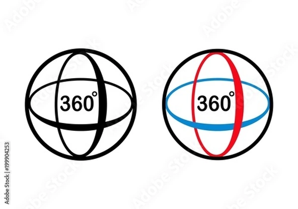 Fototapeta Angle 360 degrees rotation icon. Isolated sign symbol and flat style. Vector Illustration.