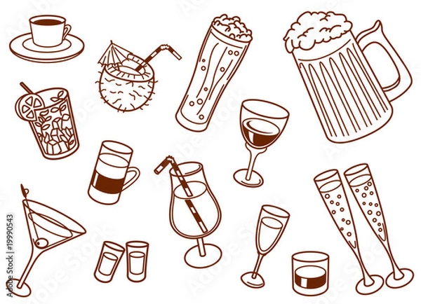 Obraz Drinks doodle set