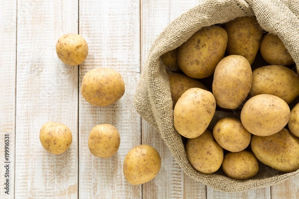 Obraz Potatoes in a burlap sack