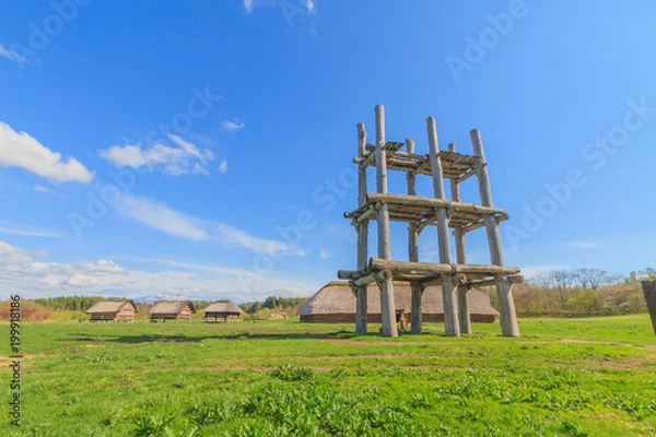 Obraz 春の三内丸山遺跡の風景