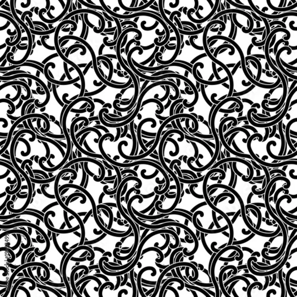 Fototapeta Seamless black and white swirl pattern