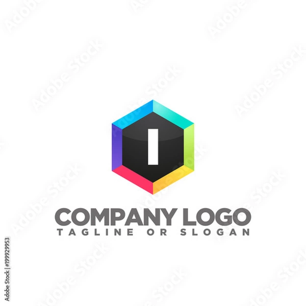 Obraz I LETTER LOGO TEMPLATE