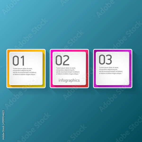 Fototapeta vector color modern progress paper banners set with three options or steps can be used for business infographics, numbered banners or website layout
