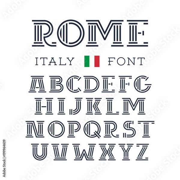 Obraz Italy font. Vector alphabet with latin letters
