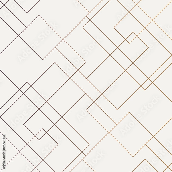 Fototapeta Geometryczny wzór wektorowy, powtarzający się cienki liniowy kwadratowy kształt rombu i prostokąt. Czysty projekt malowanej tapety z tkaniny. Wzór znajduje się na panelu próbek