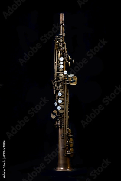 Obraz Soprano sax on black background