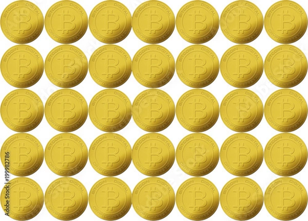 Obraz Various Bitcoin gold coin. Virtual cryptocurrency concept