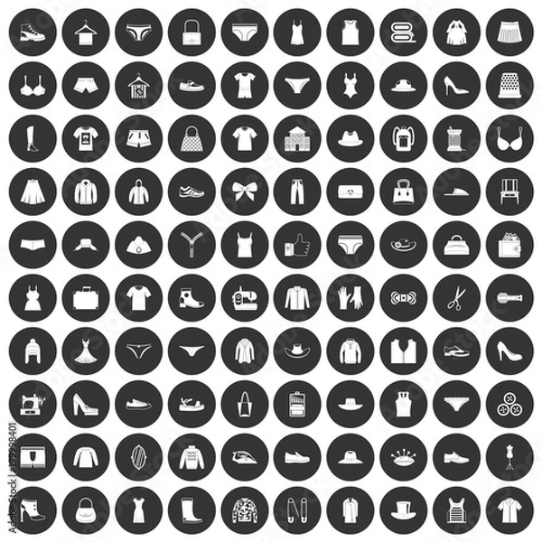 Obraz 100 sewing icons set black circle