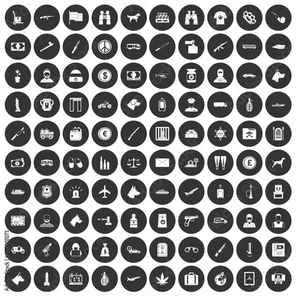 Fototapeta 100 smuggling icons set black circle
