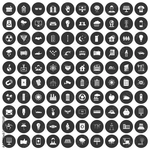 Obraz 100 solar energy icons set black circle