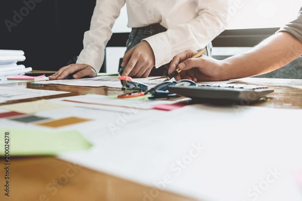 Fototapeta Business People Analyzing Statistics Business Documents, Financial Concept