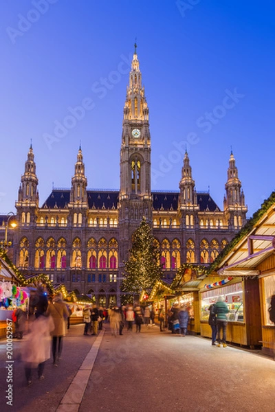 Obraz Christmas Market near City Hall in Vienna Austria