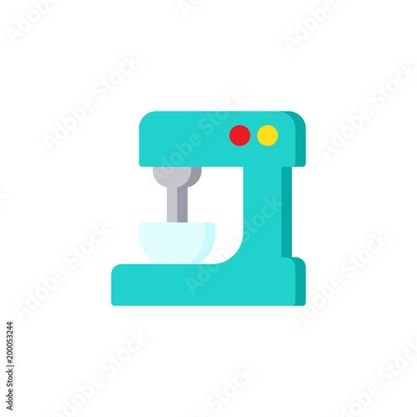 Fototapeta Stand mixer flat icon, vector sign, colorful pictogram isolated on white. Food processor symbol, logo illustration. Flat style design