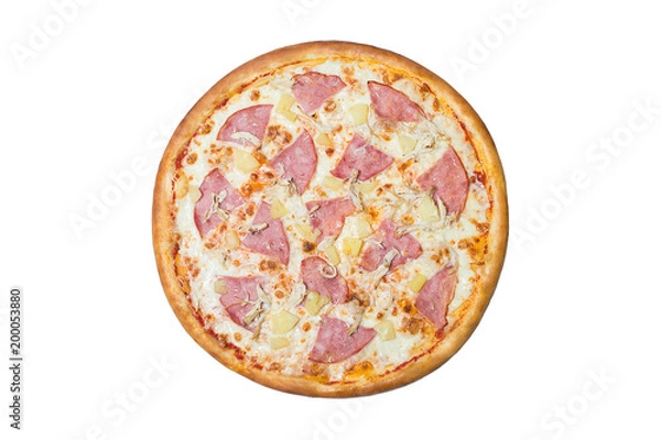 Fototapeta pizza with pine-apple and ham